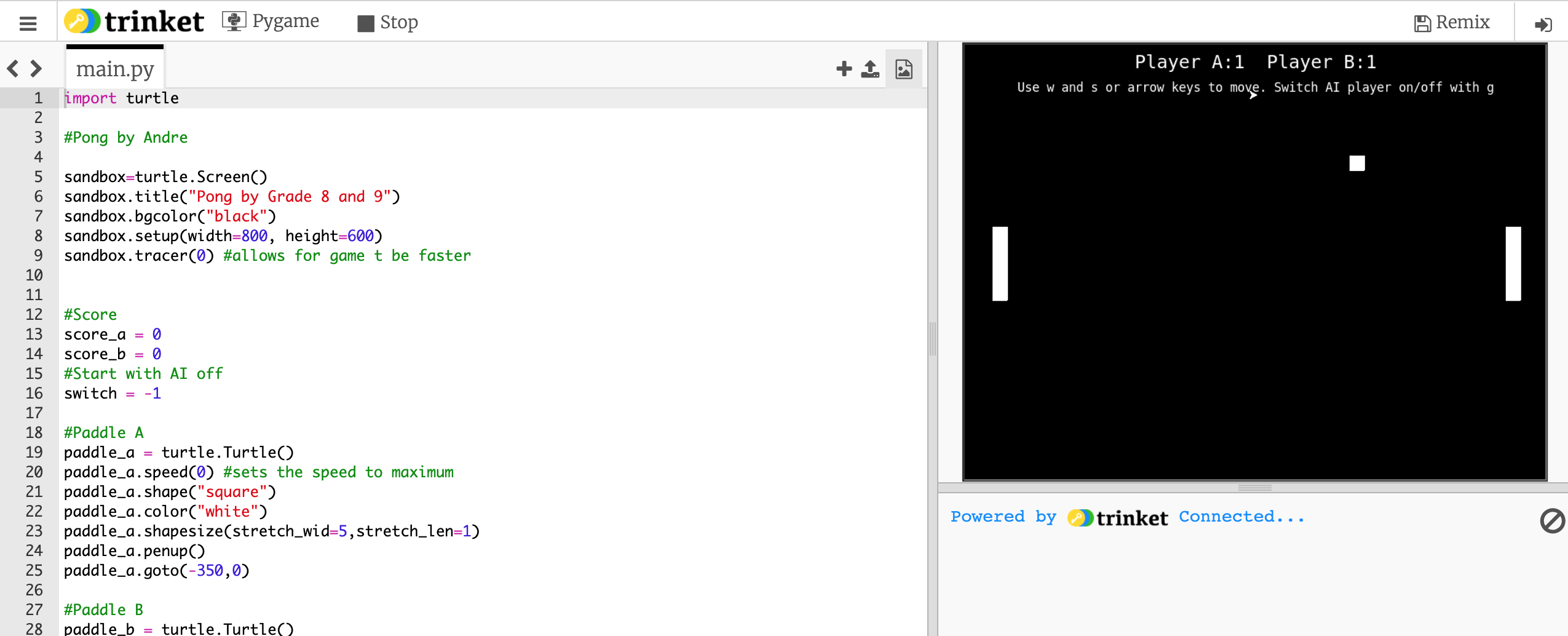 STEAM Classes at Brillantmont Video Game Coding by Grades 8 and 9